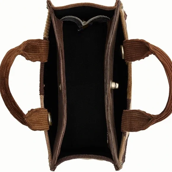 NWT-Coach-Repurposed Corduroy-Cargo Tote Bag-Maple Color-Patchwork Designs - Picture 16 of 16